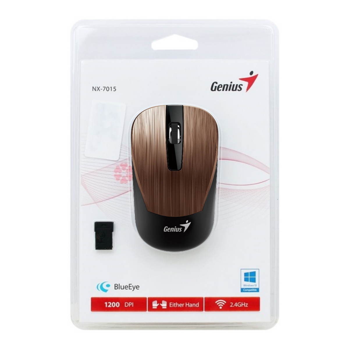 Mouse Inalambrico Nx-7015 1200 DPI Rosa Marron Genius