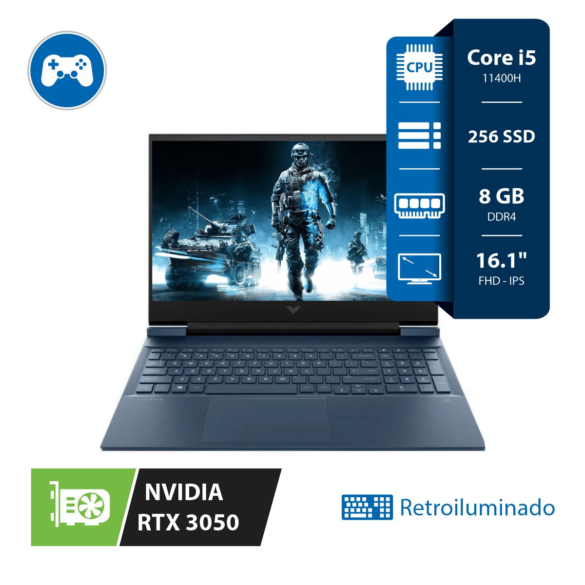 Notebook Gamer HP Victus I5 11400H 8GB 256SSD Rtx 3050 16.1