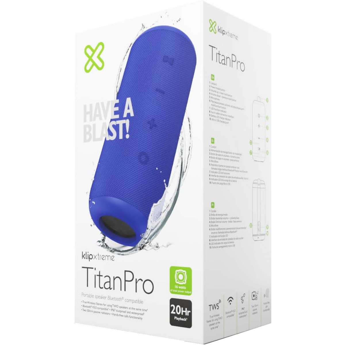 Parlante Bluetooth KBS-300 TitanPro Azul Klip Xtreme