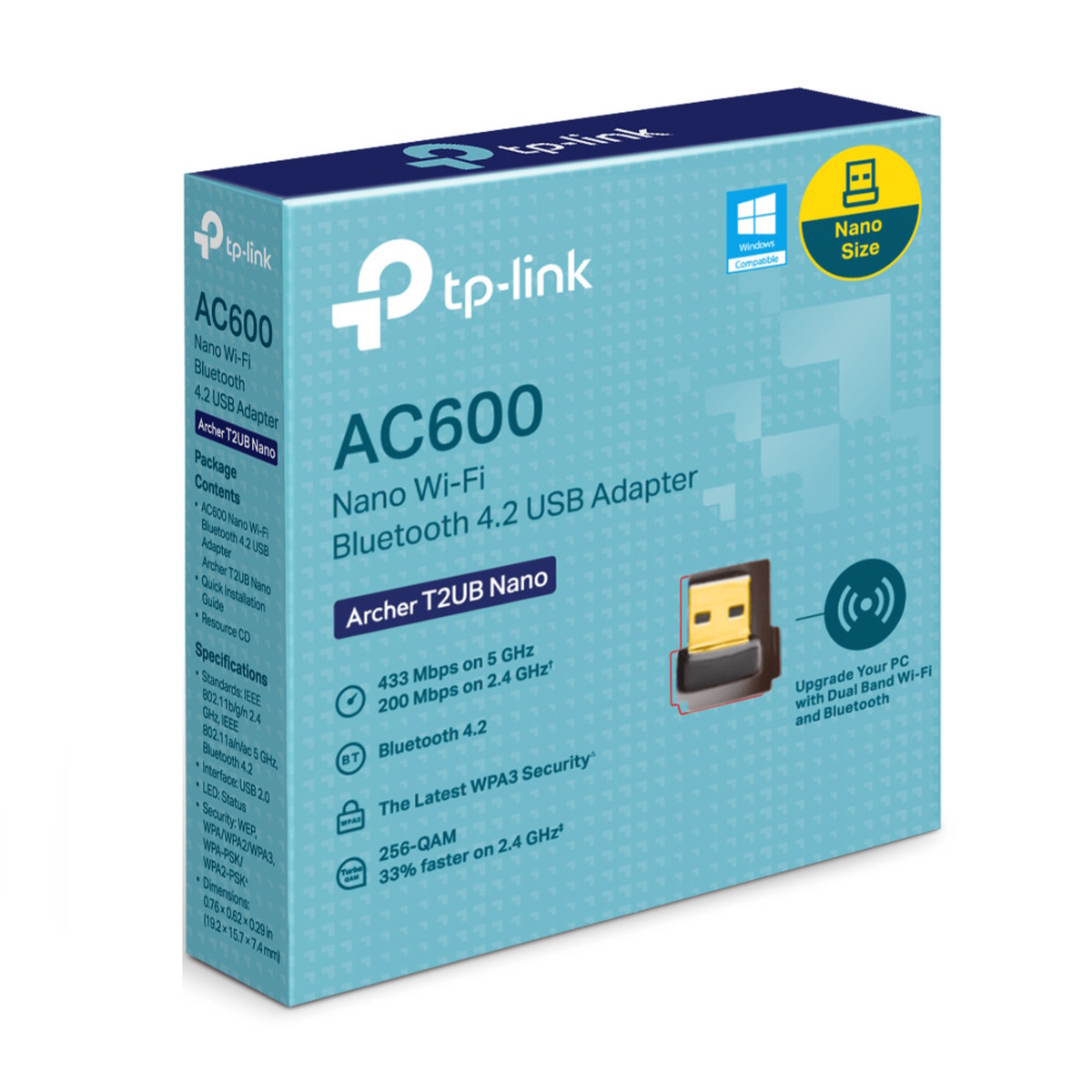 Placa Adaptador Wifi USB Doble Banda + Bluetooth 4.2 Archer T2UB NANO AC600 Tp-Link