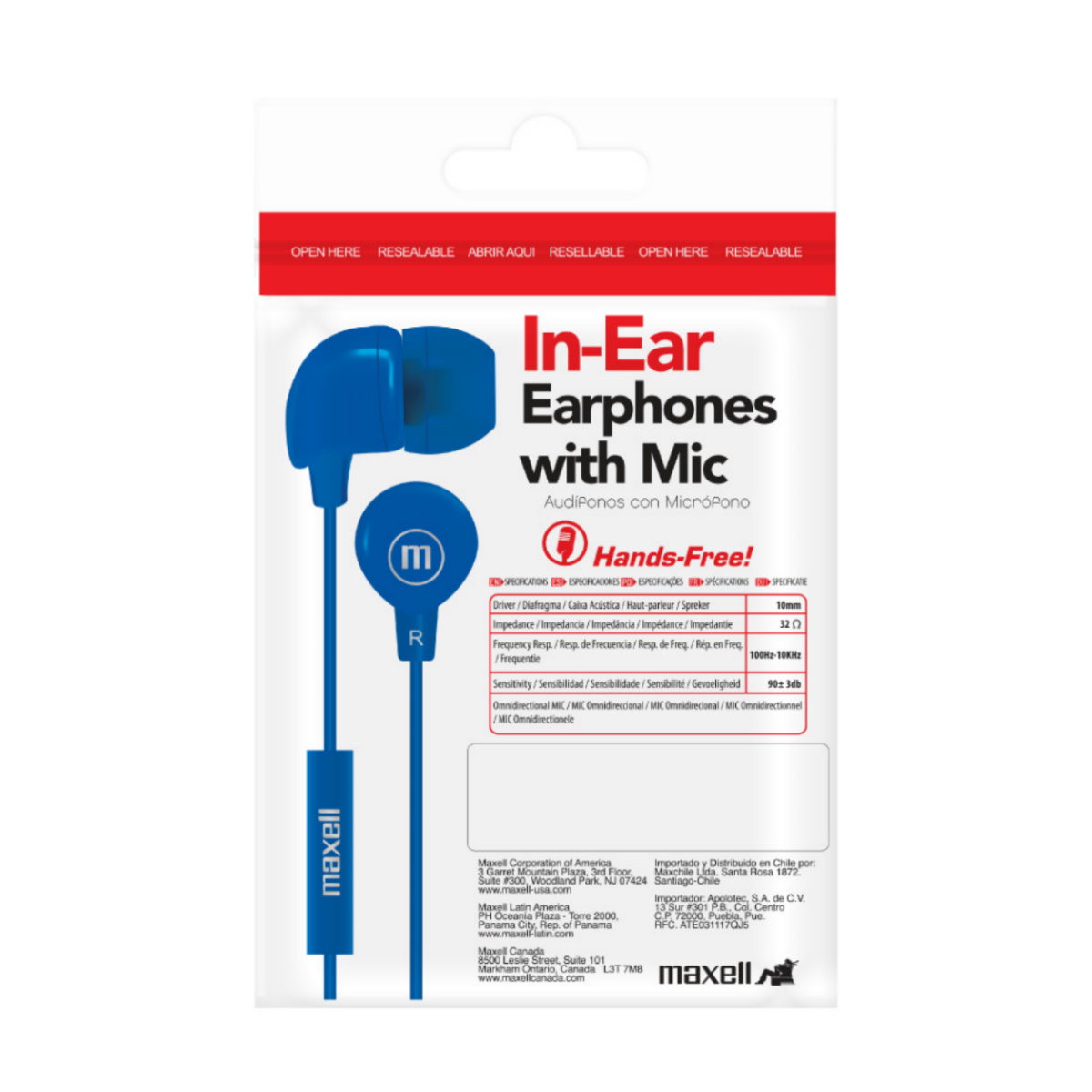 Auriculares In Ear In-Bax C/ Microfono Azul Maxell
