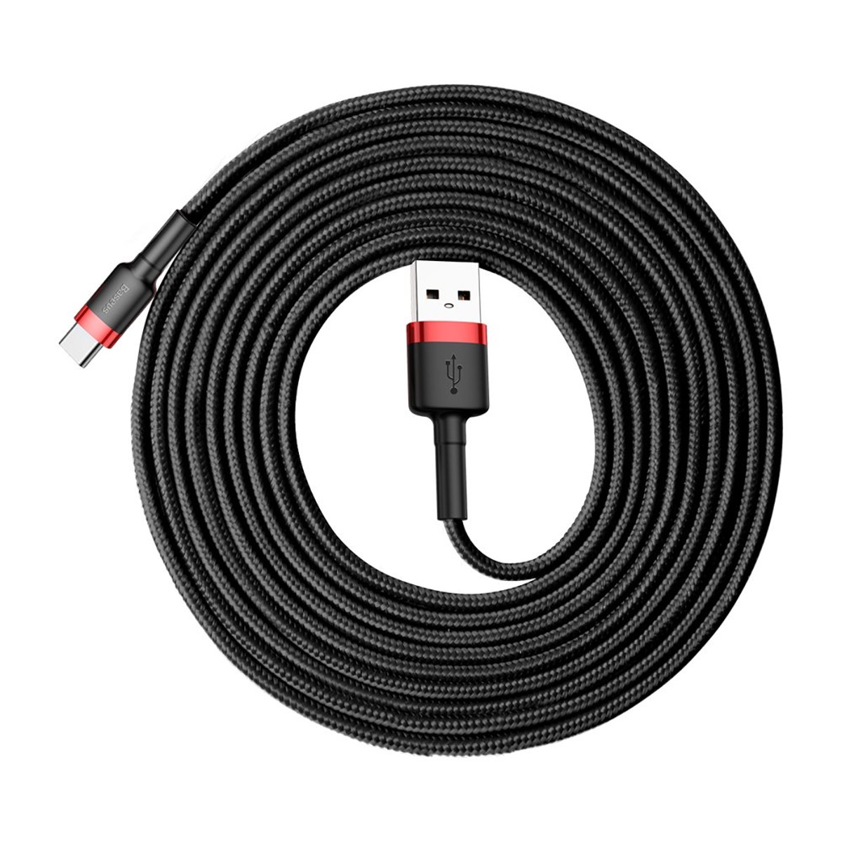 Cable USB C a USB 3m 2A Red Black BaseUs