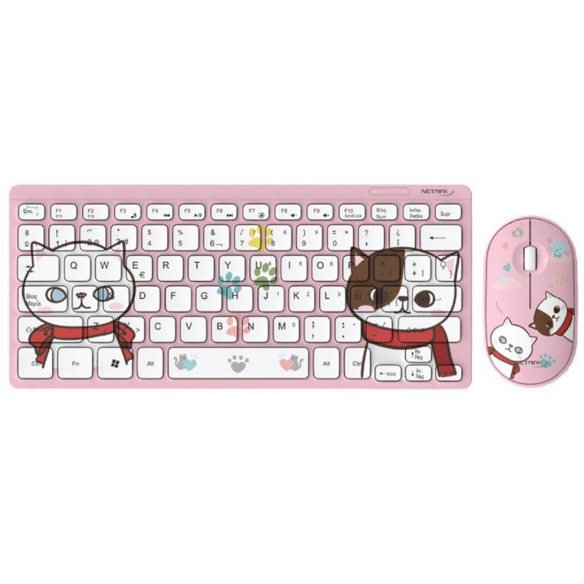 Kit Teclado Mouse Ultra Slim Kids NM-KB401-P Rosa Netmak
