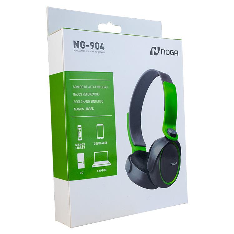 Auriculares Cable Vincha NG904 Manos Libres Negro y Verde Noga