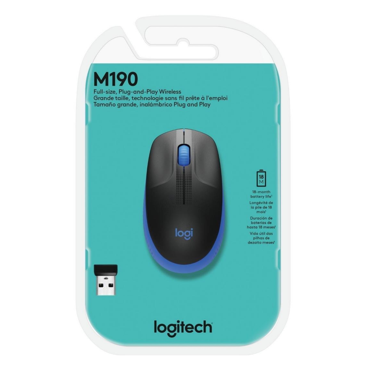 Mouse Inalambrico M190 Black/BlueLogitech