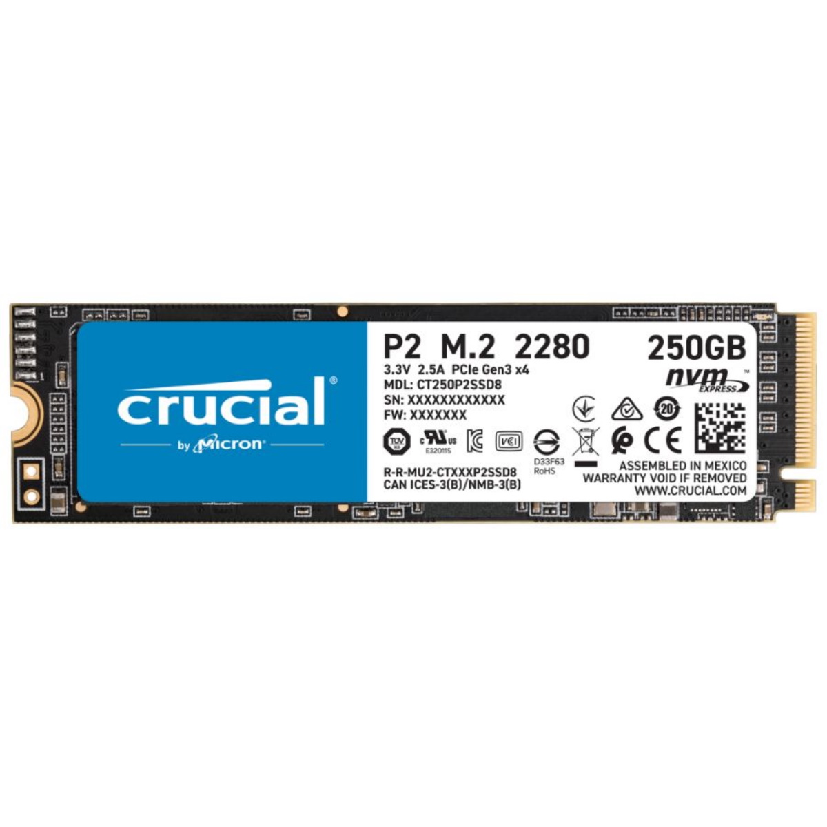 Disco Solido SSD M.2 NVMe 250GB P2 Crucial
