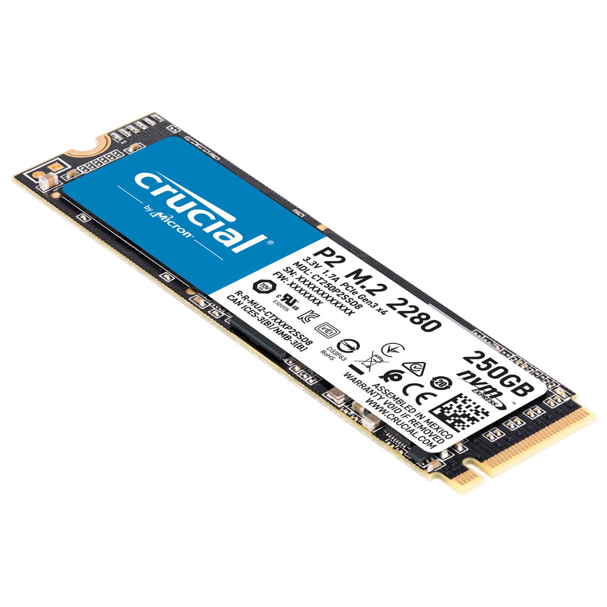 Disco Solido SSD M.2 NVMe 250GB P2 Crucial