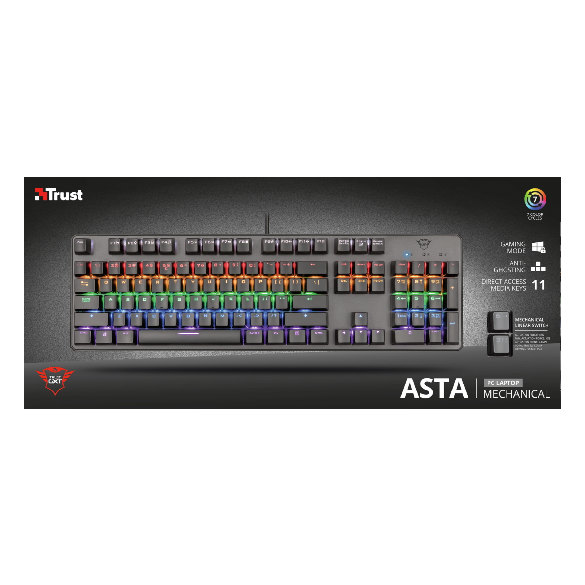 Teclado Mecanico Gamer Gxt 865 Asta Switch Red Trust