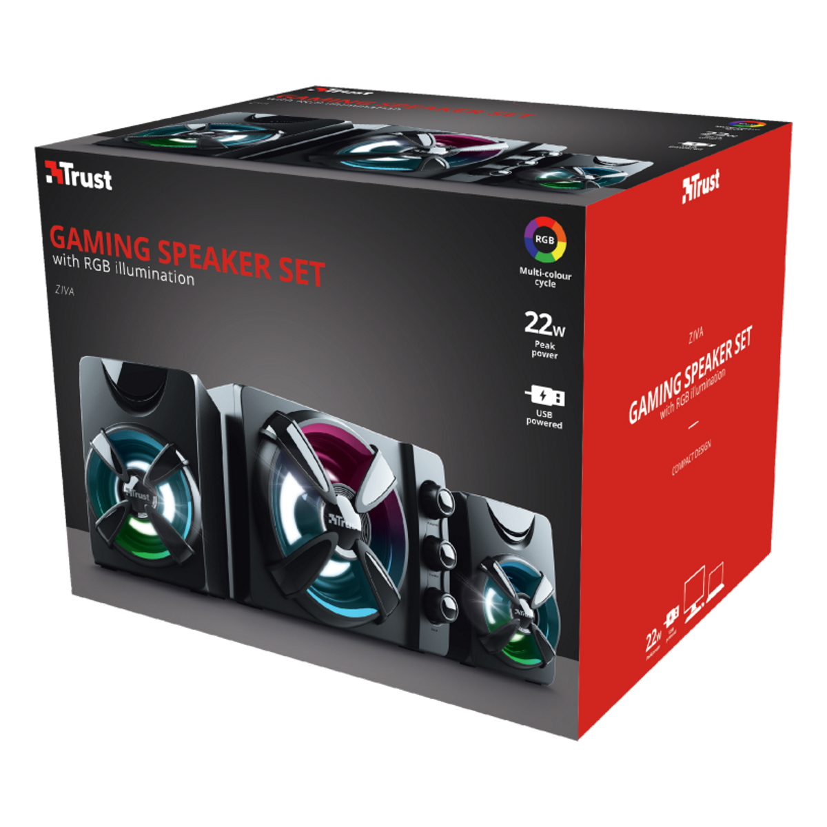 Parlante Pc Gamer Usb 2.1 RGB Ziva 22W Trust