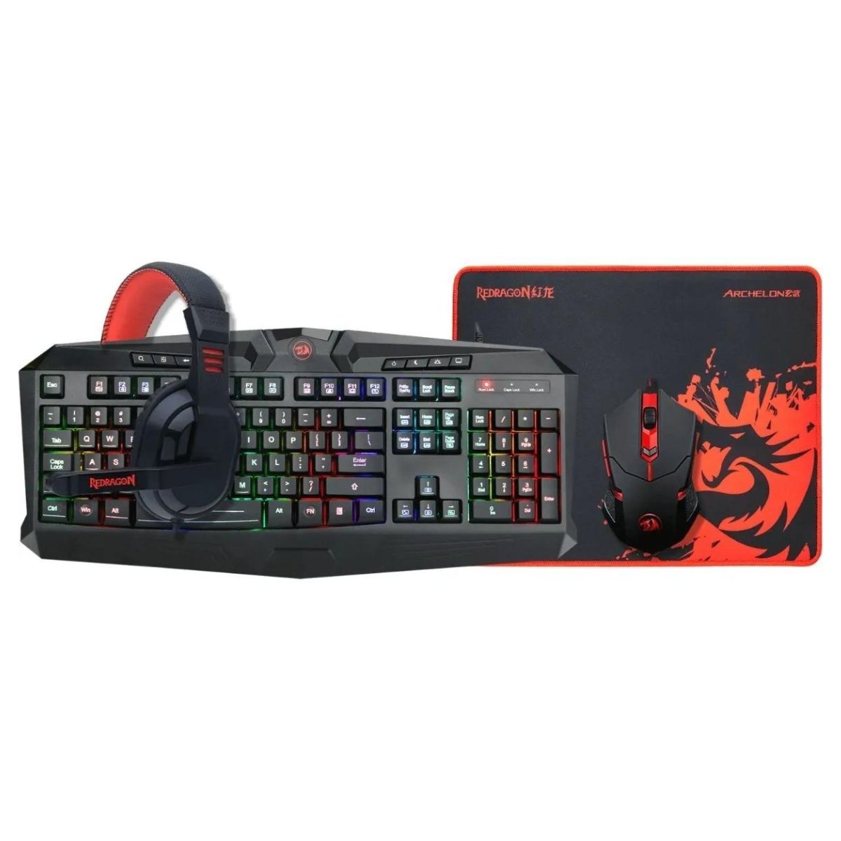 Kit Teclado RGB Mouse MousePad Auriculares Gamer S101-BA-2 Redragon