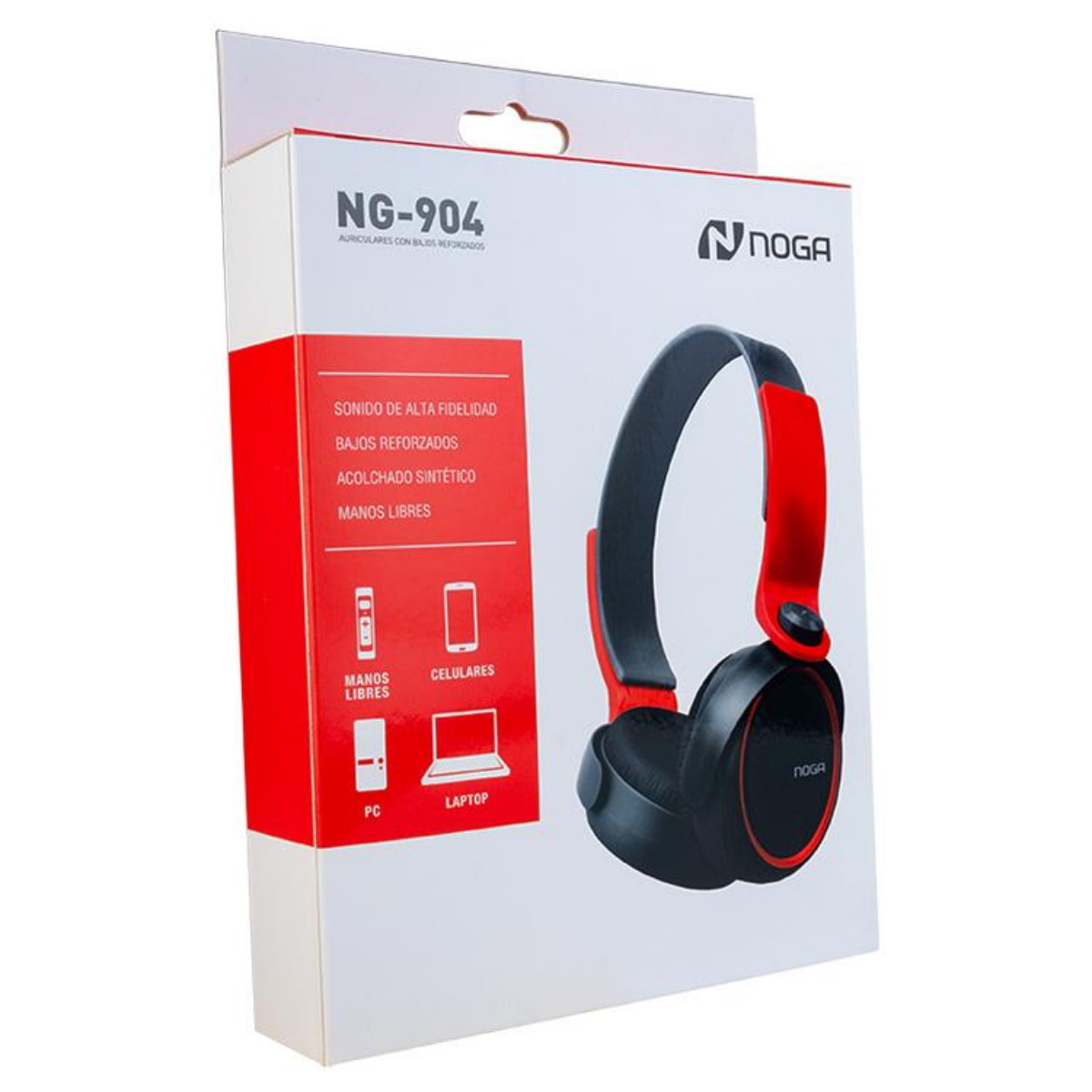 Auriculares Cable Vincha NG904 Manos Libres Negro y Rojo Noga