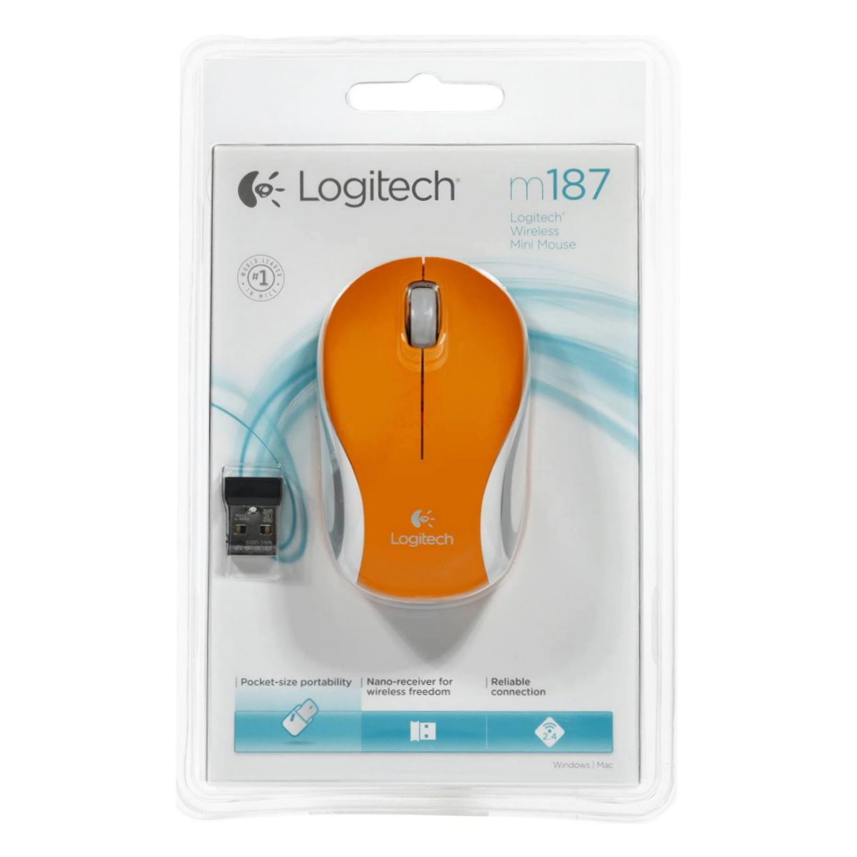 Mouse Inalambrico M187 Naranja Logitech