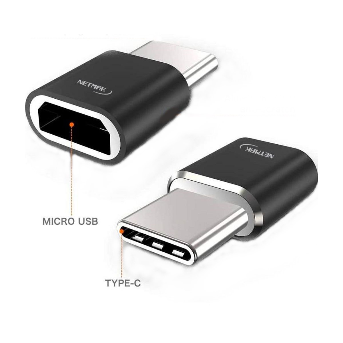 Adaptador OTG MicroUSB Hembra a USB C Macho Netmak
