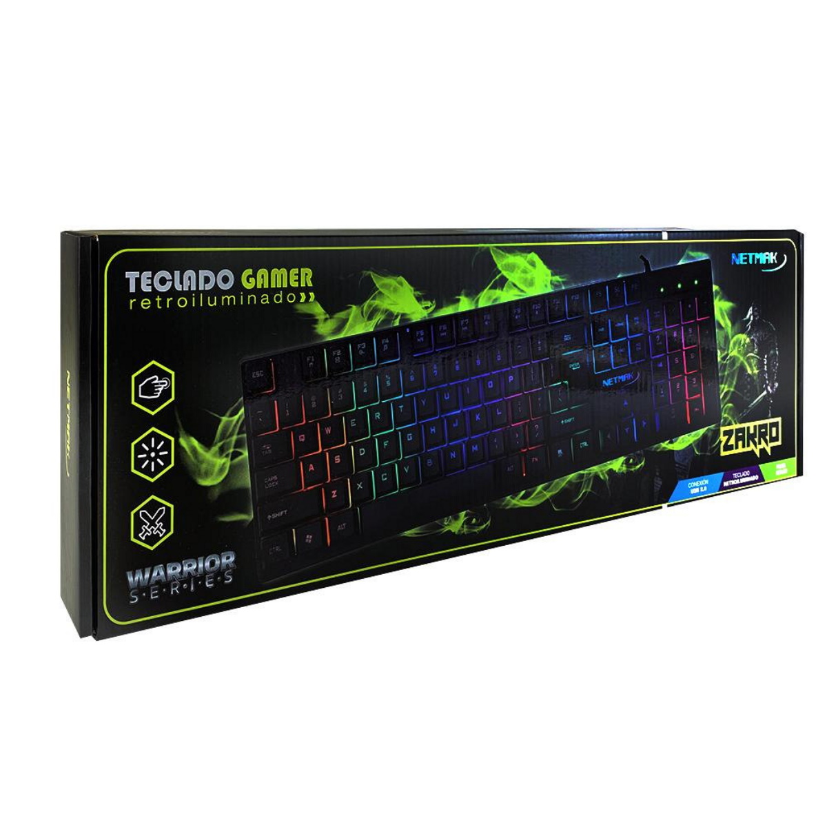 Teclado Gamer Zakro NM-ZAKRO-B Negro Retroiluminado Netmak