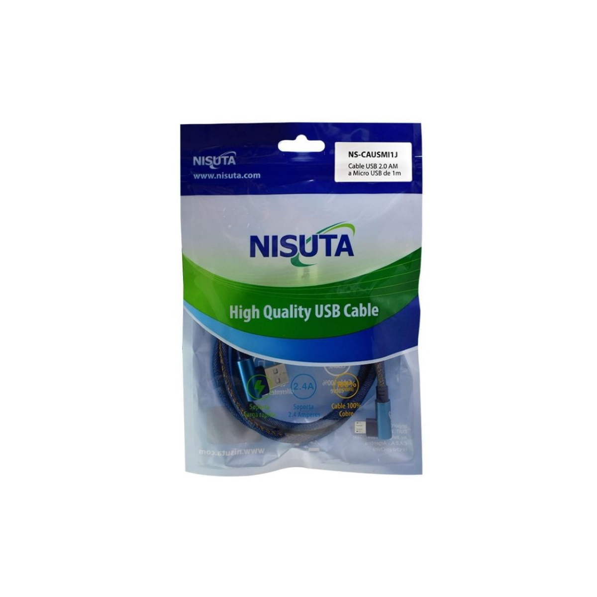 Cable MicroUSB 2.0 a USB 1m Tela Nisuta
