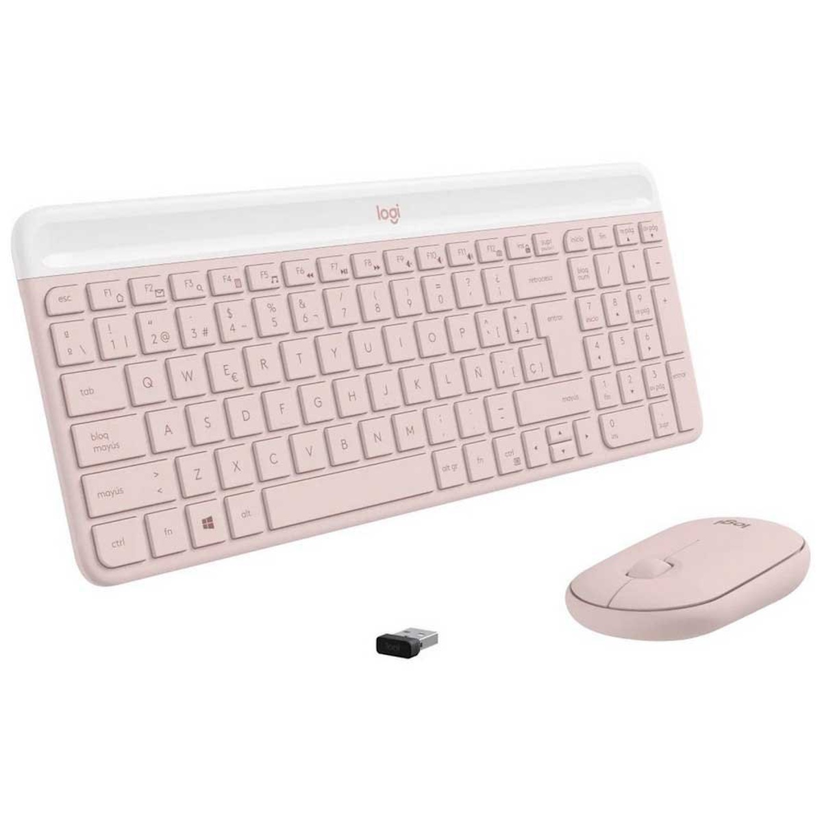 Kit Teclado Mouse Inalambrico MK470 Slim Rosa Español Logitech