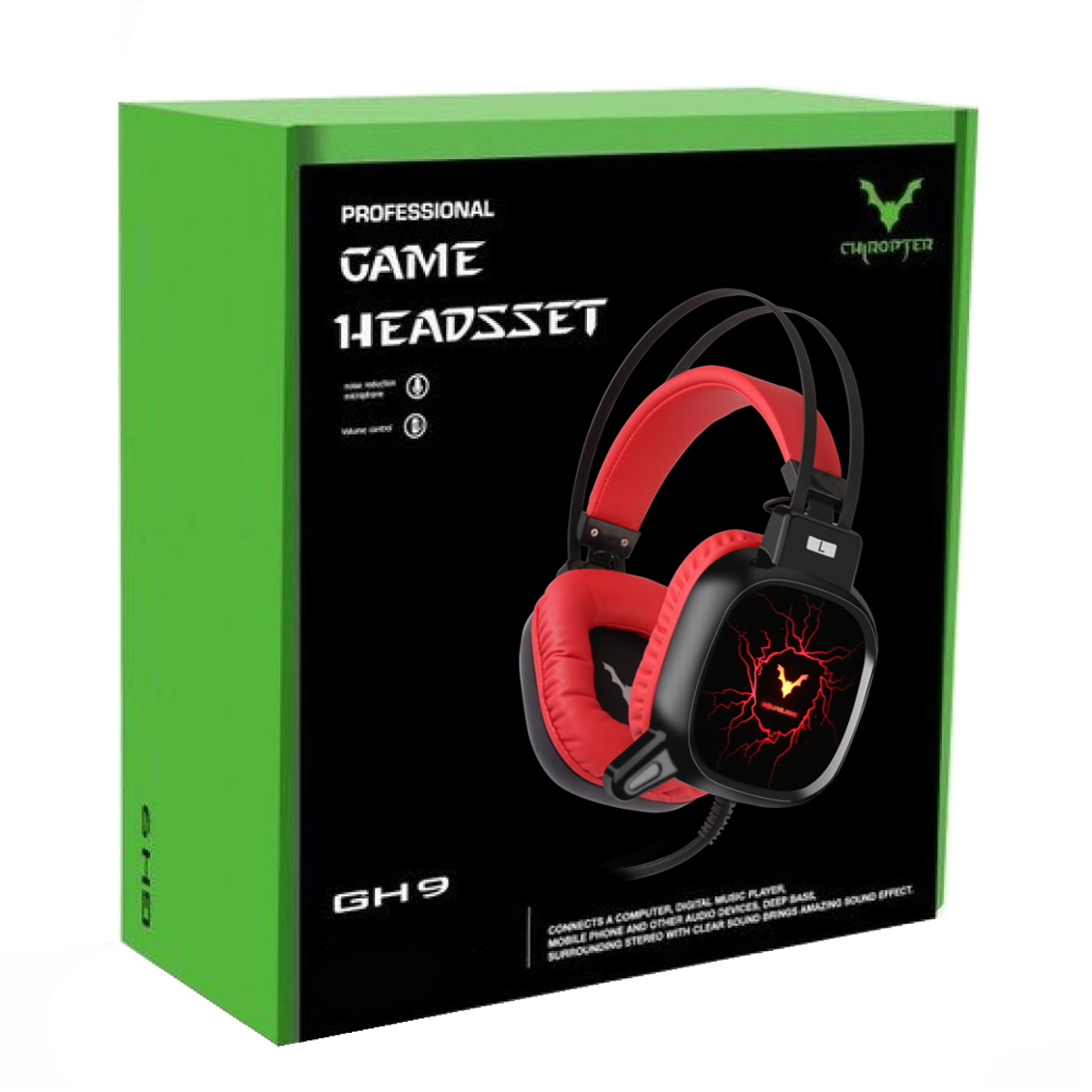 Auriculares Gamer Cable Vincha GH9 Negro y Rojo Wesdar