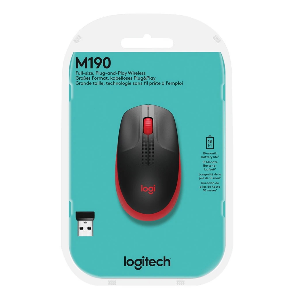 Mouse Inalambrico M190 Black/Red Logitech