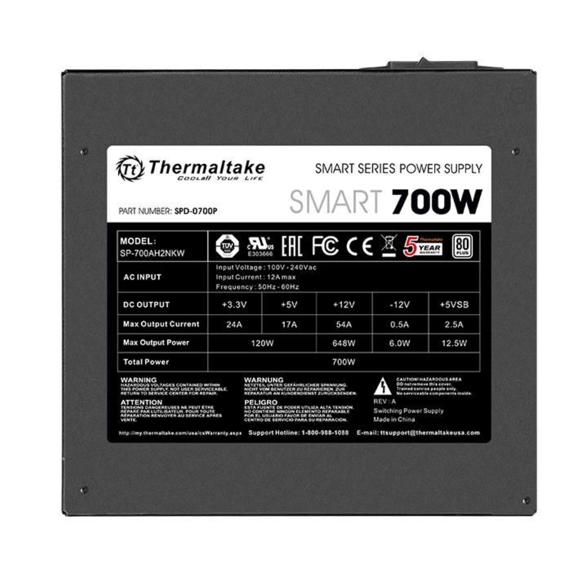 Fuente Smart 700w 80 Plus Thermaltake
