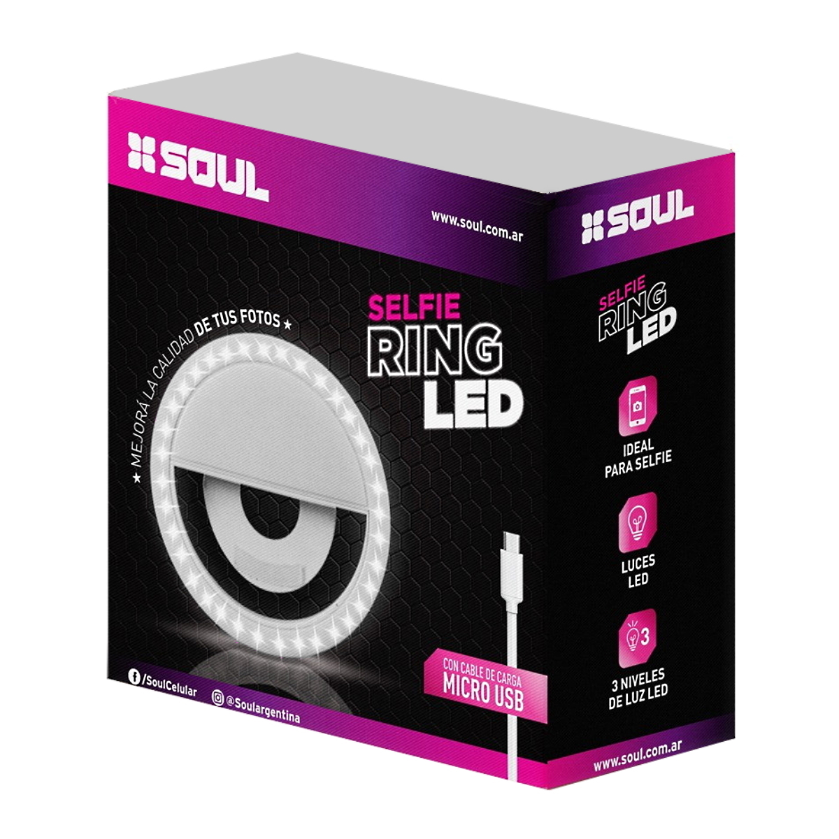 Aro de Luz LED Celular Selfie Ring Light Blanco Soul