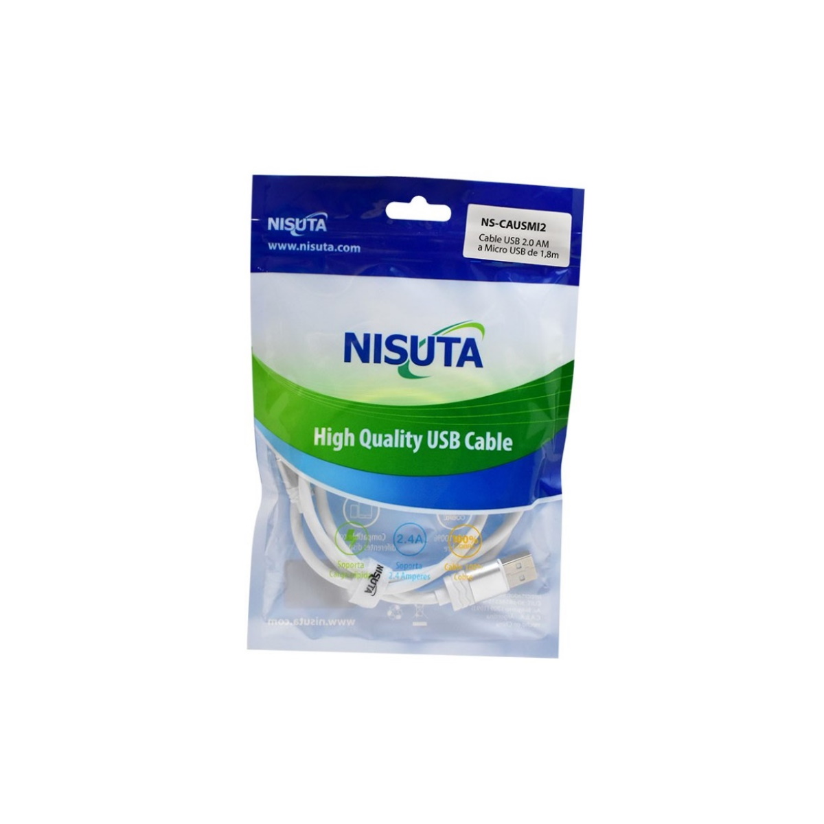 Cable MicroUSB 2.0 a USB 1.8m Nisuta