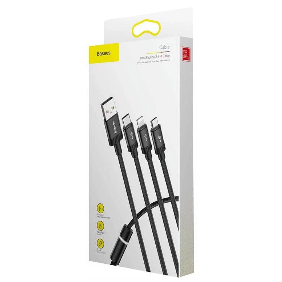 Cable USB a 3 puntas MicroUSB, Lightning y USB C  BaseUs
