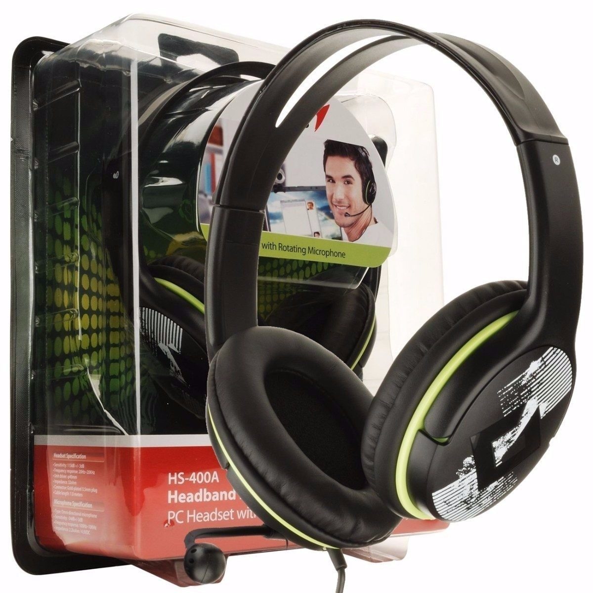 Auriculares Pc Cable Vincha Hs-400a Negro Y Verde Genius