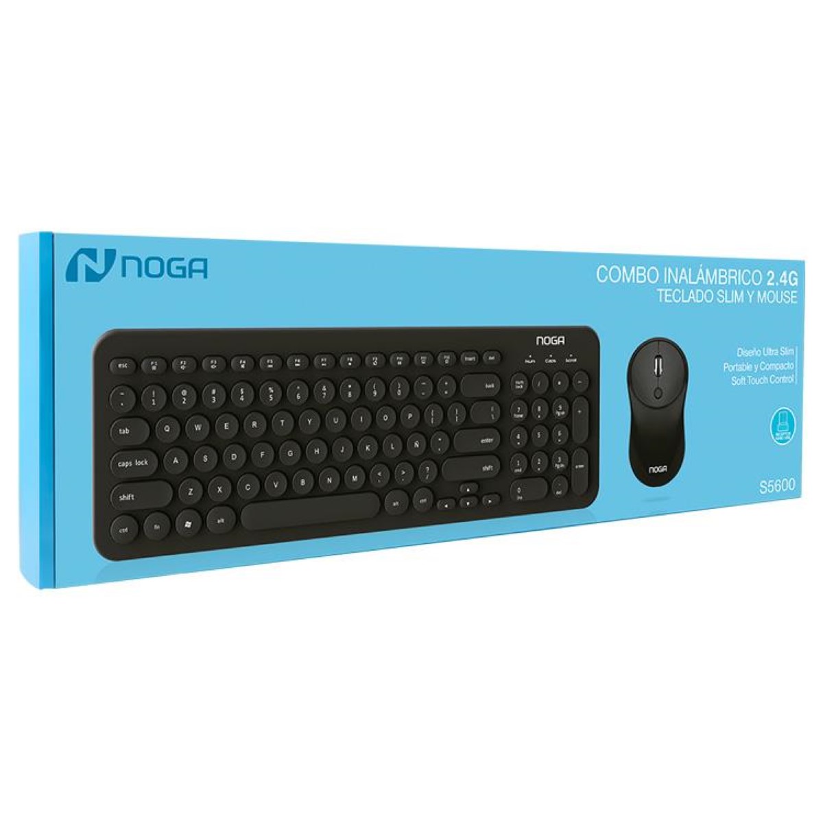 Kit Teclado Mouse Inalambrico S5600 Celeste Noga