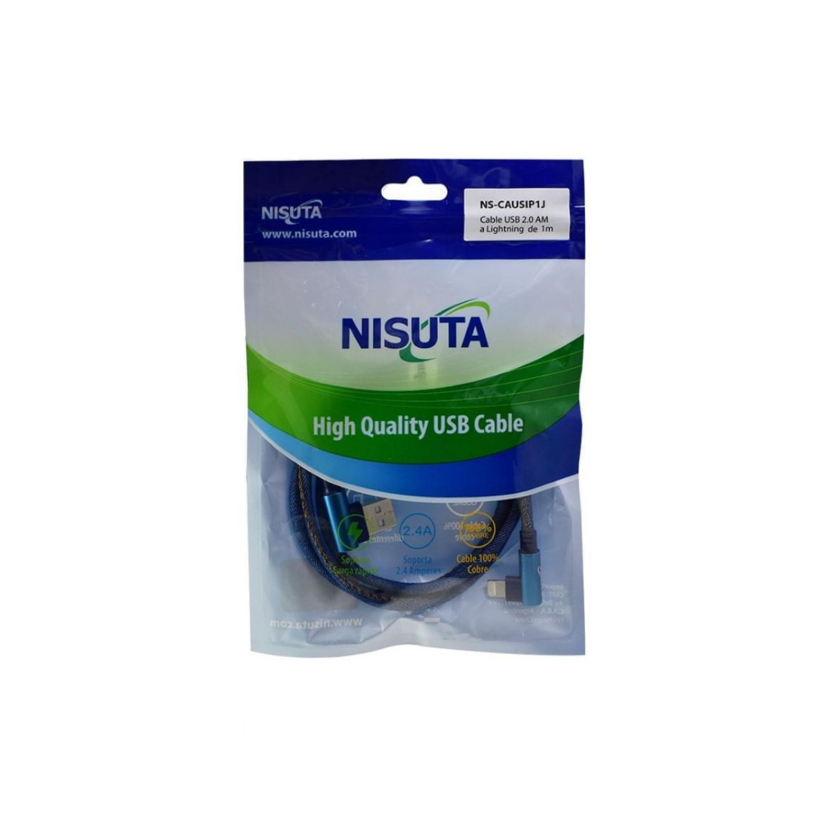 Cable USB 2.0 a Lightning 1m Tela Nisuta