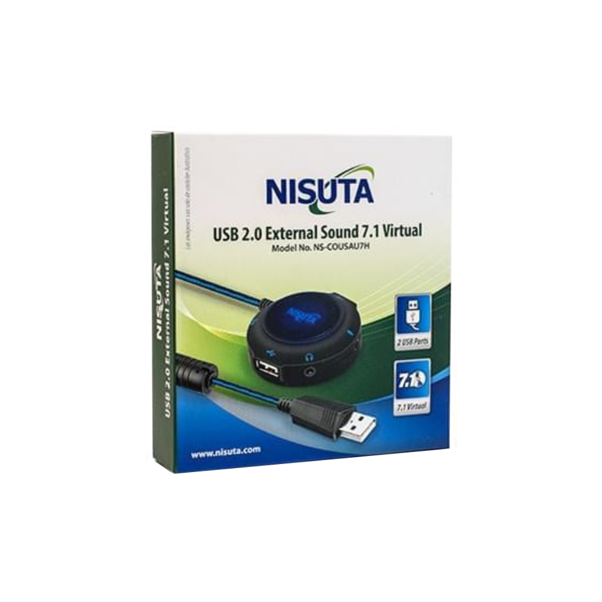 Placa De Sonido Audio 7.1 Usb Hub 2 puertos Ns-cousau7h Nisuta