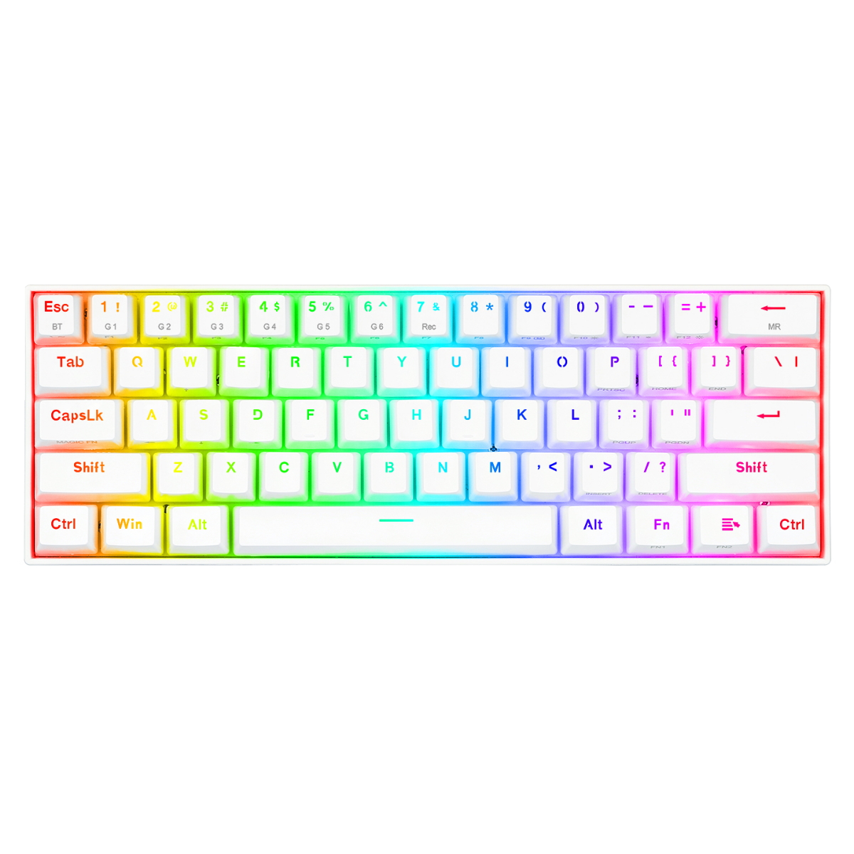 Teclado Mecanico Gamer RGB Draconic Inalámbrico Blanco Switch Marron Redragon