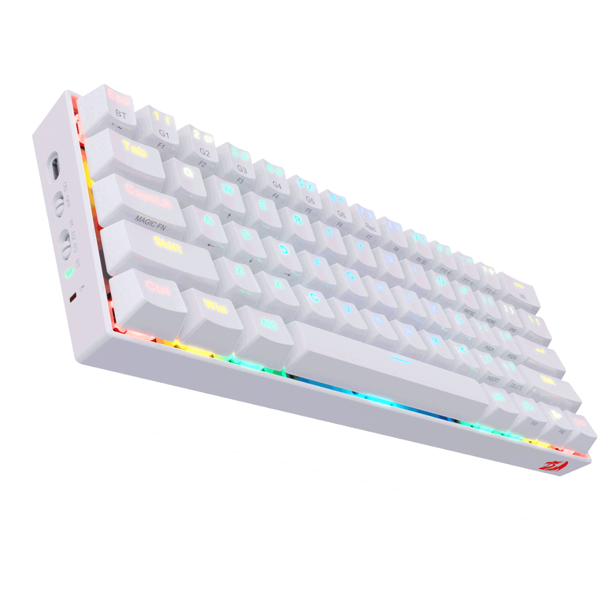 Teclado Mecanico Gamer RGB Draconic Inalámbrico Blanco Switch Marron Redragon