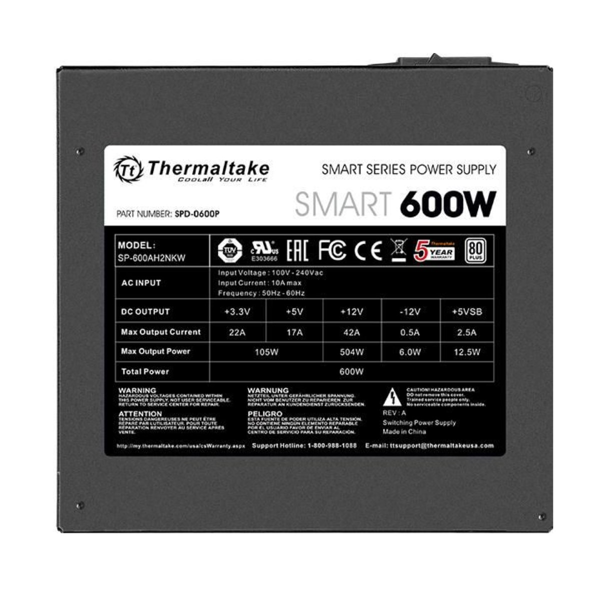 Fuente  Smart 600w 80 Plus Thermaltake