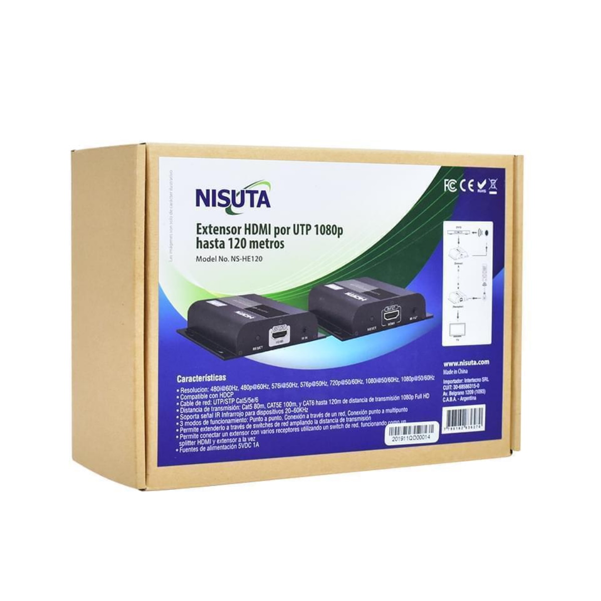 Extensor UTP a HDMI 120m Nisuta