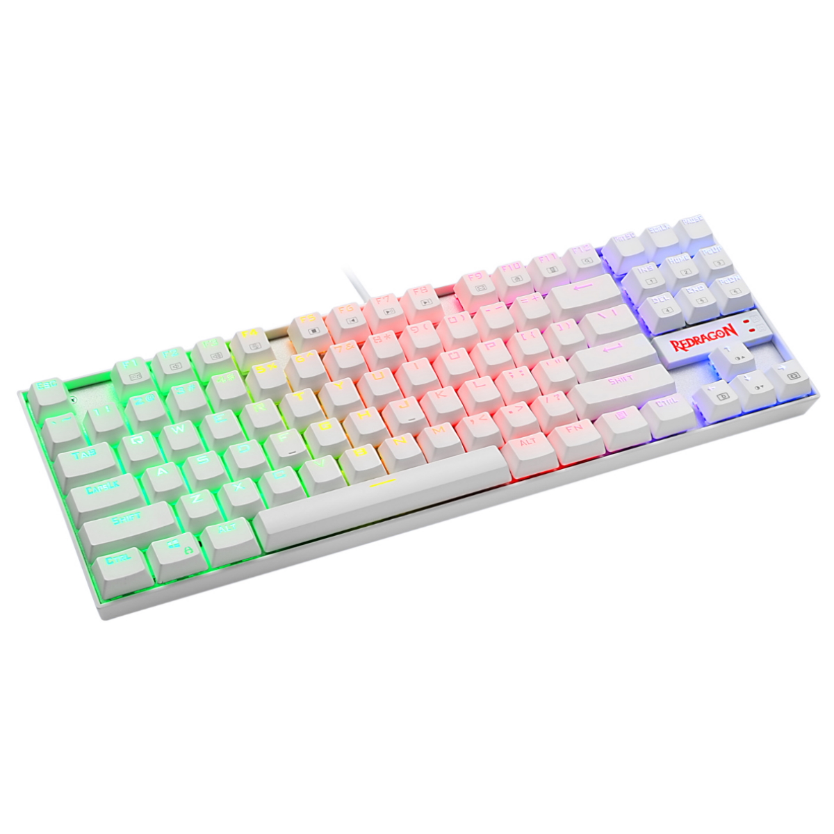 Teclado Mecanico Gamer RGB Kumara Blanco Switch Azul Redragon
