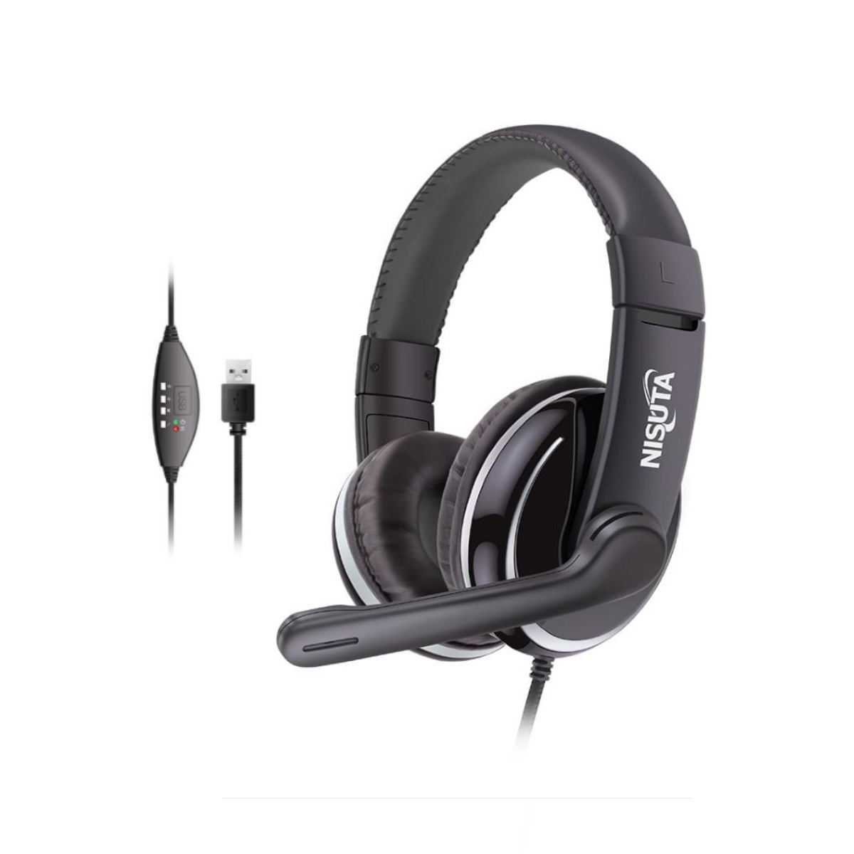 Auriculares Gamer Cable Vincha USB Negro Nisuta