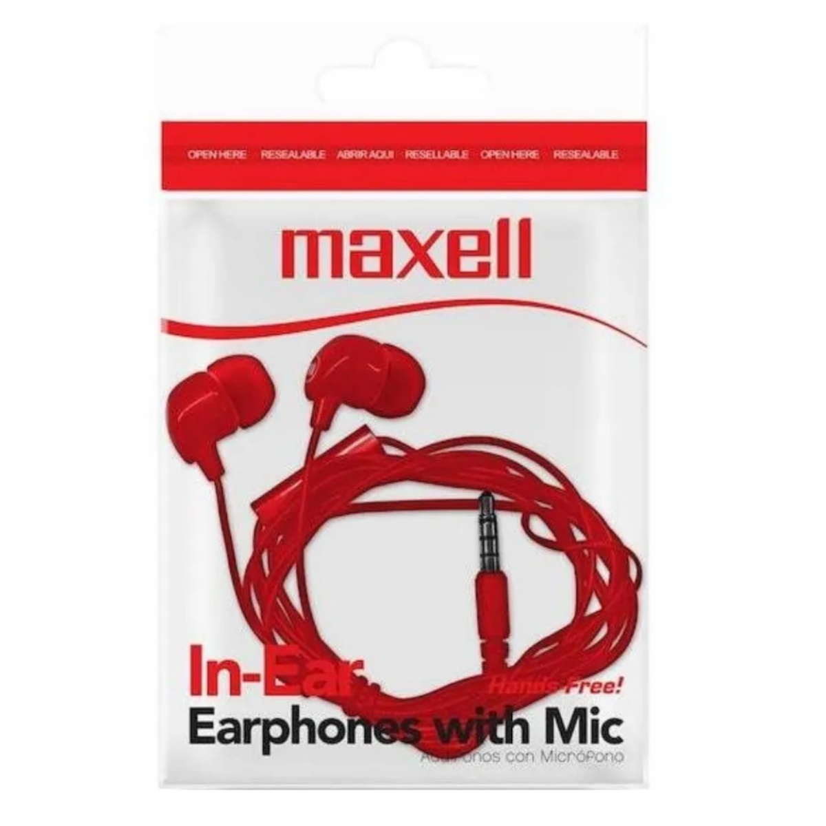 Auriculares In Ear Rojo C/ Microfono (en bolsa) Maxell