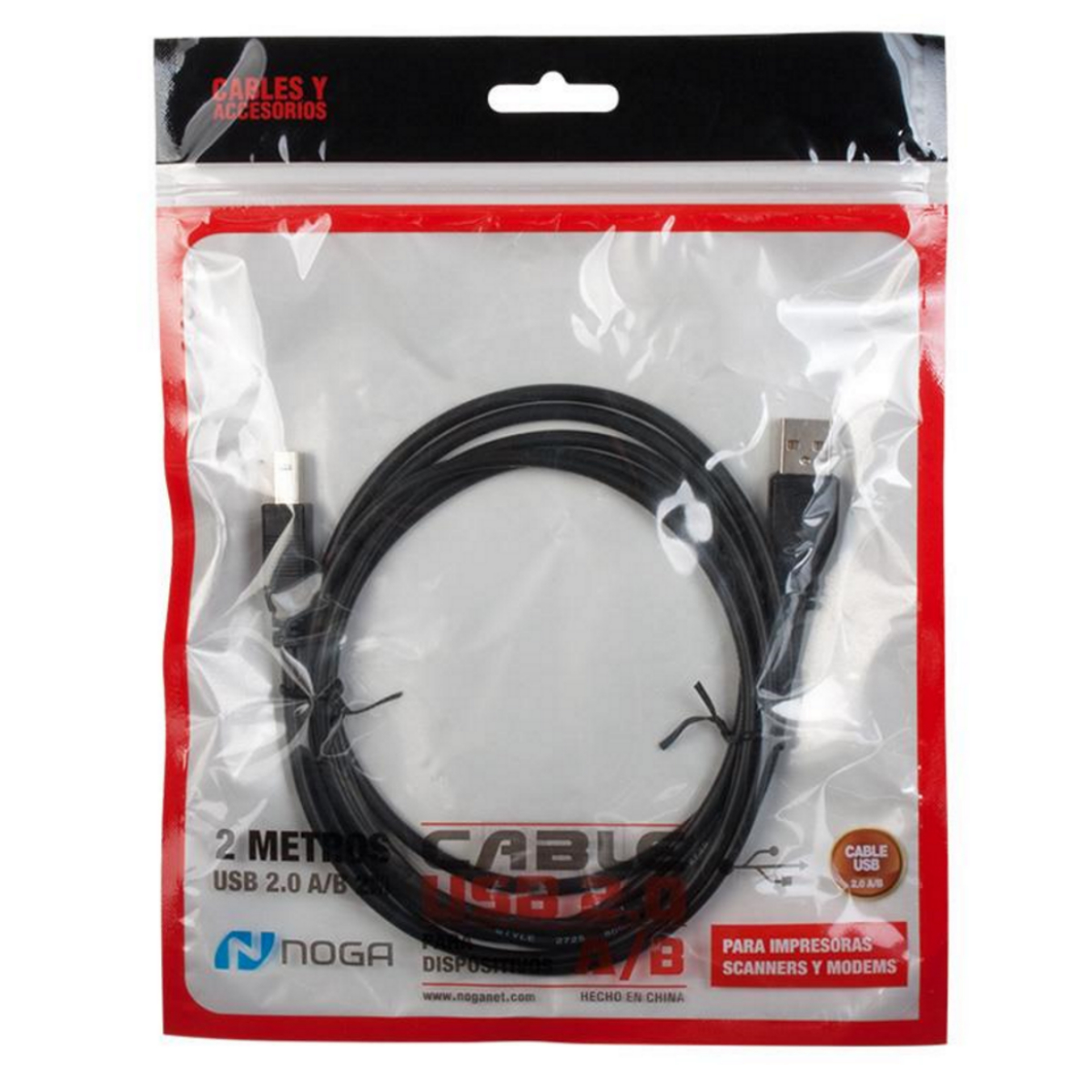Cable USB a USB B Impresora 2m Noga