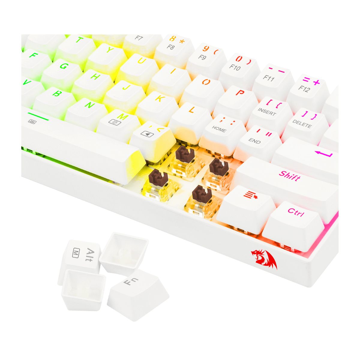 Teclado Mecanico Gamer RGB Dragonborn Switch Marron Blanco Redragon