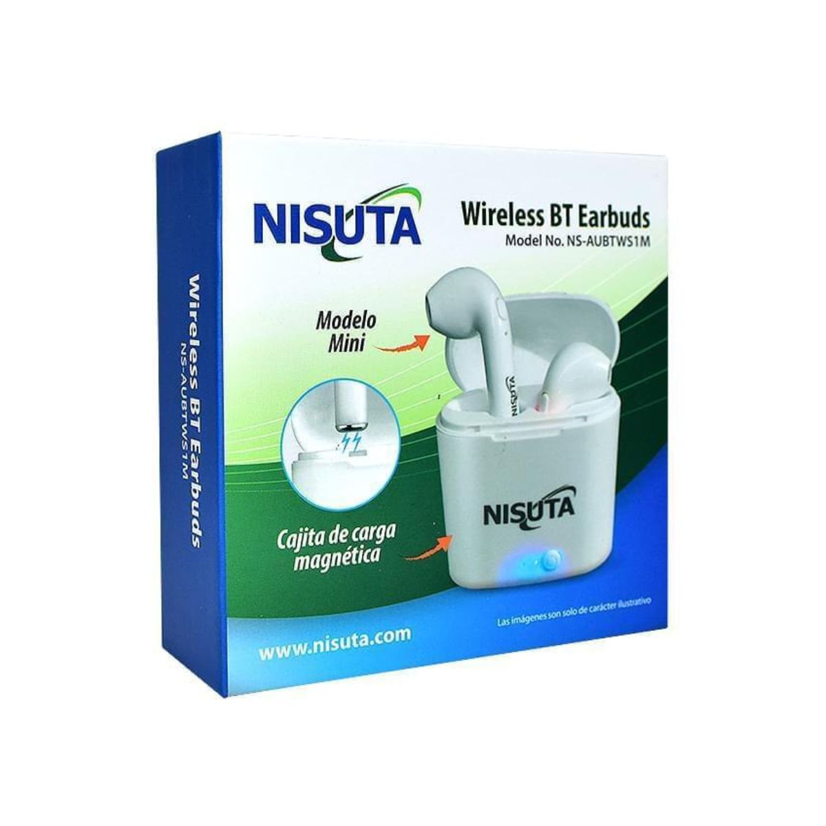 Auriculares Bluetooth In Ear NSAUBTWS1M Carga Magnetica Blanco Nisuta