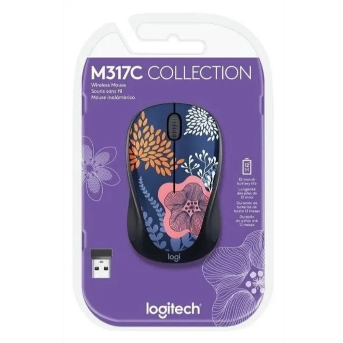 Mouse Inalambrico M317 Forest Floral 1000 DPI Logitech