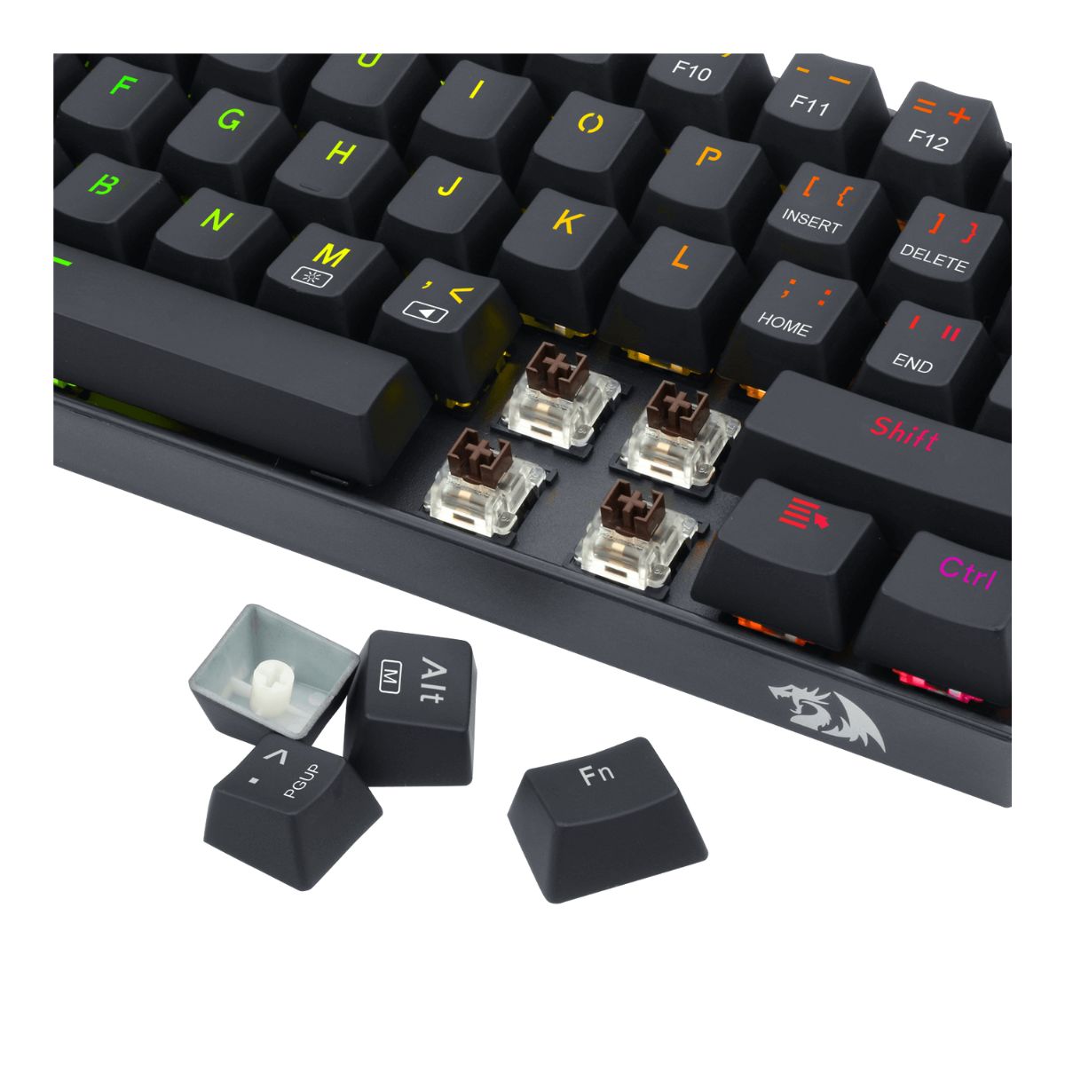 Teclado Mecanico Gamer RGB Dragonborn Switch Marron Negro Redragon