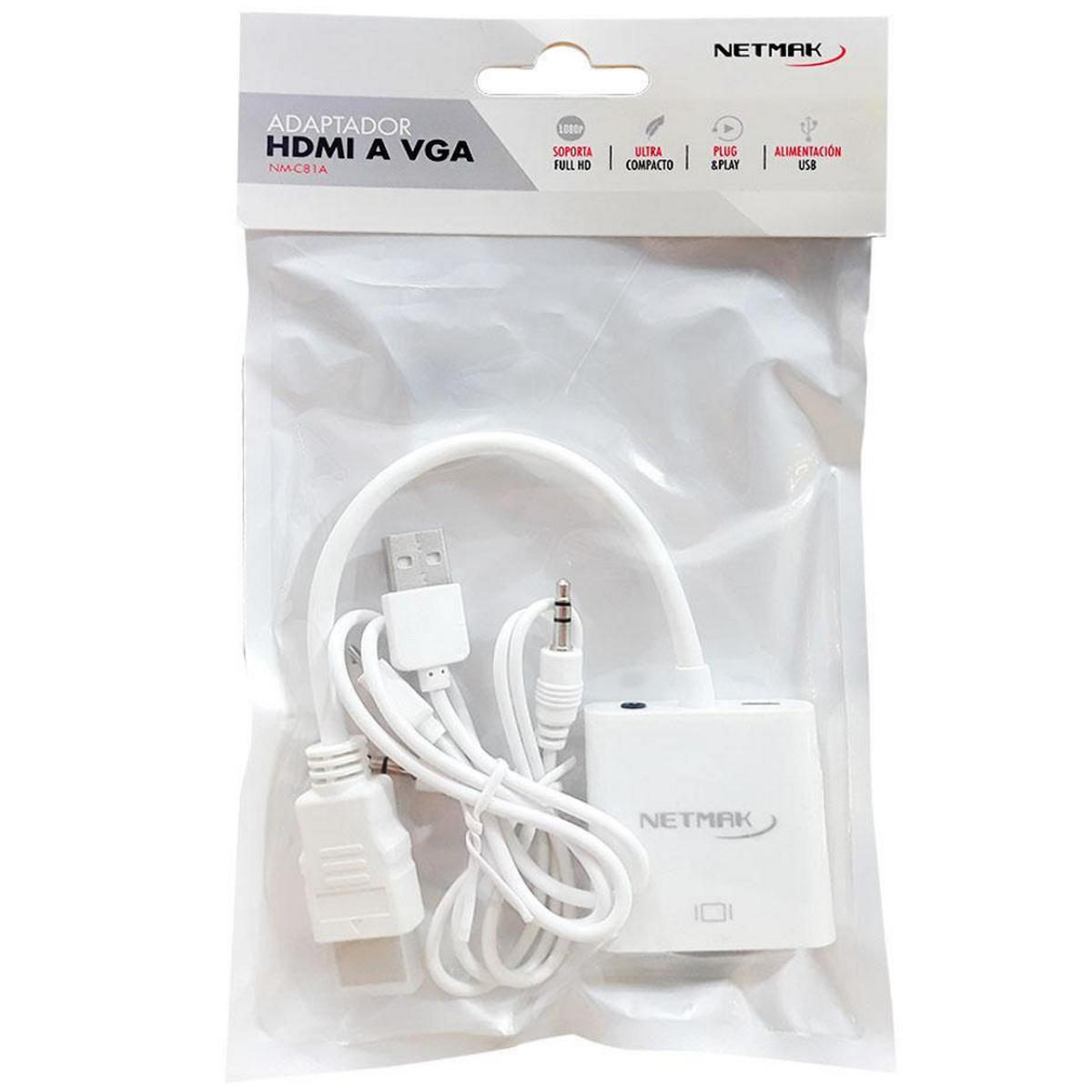 Conversor HDMI a VGA + Audio Netmak