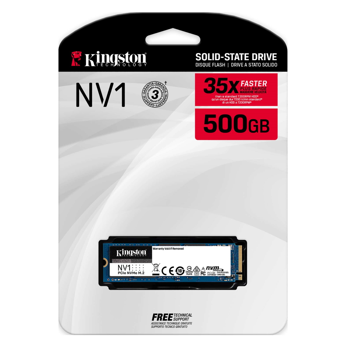 Disco Solido SSD M.2 NVMe 500GB NV1 Kingston