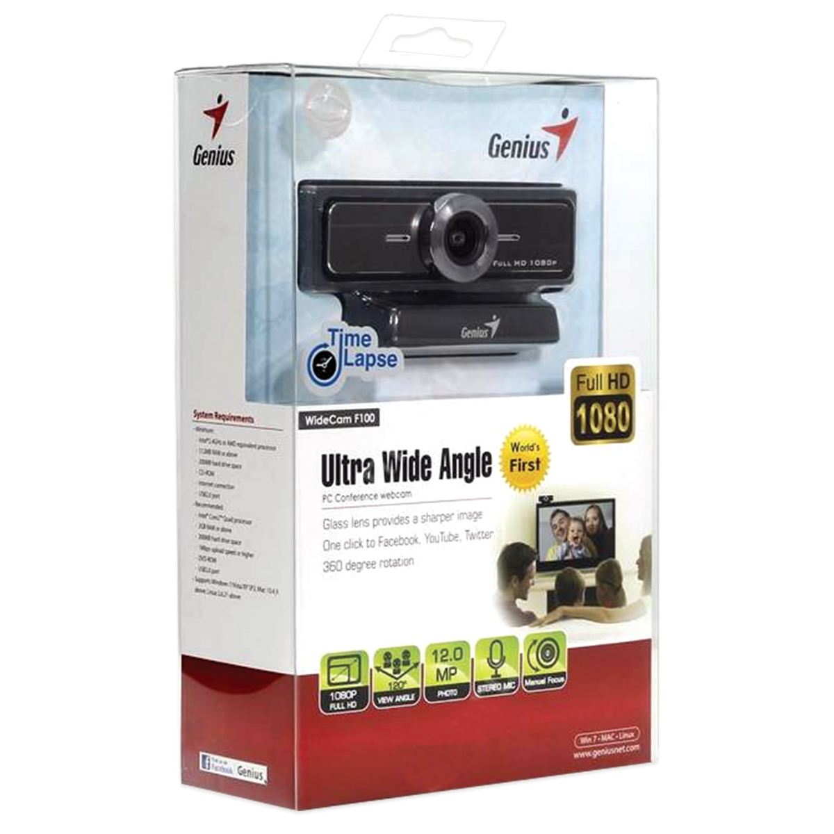 Webcam F100Tl 1080P Gran Angular Mic Black Genius