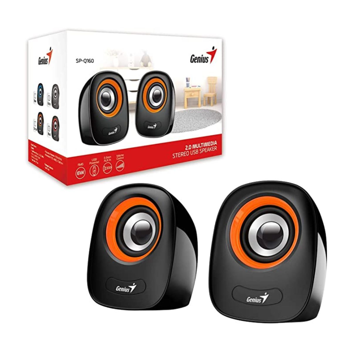 Parlantes Pc Usb Sp-Q160 Naranja Genius