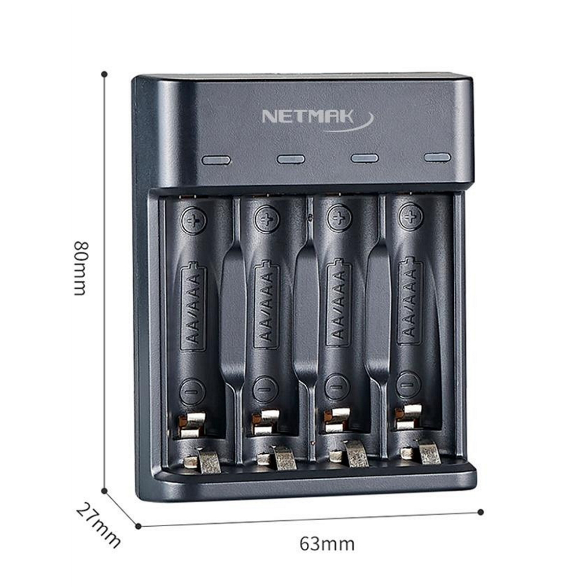 Cargador Pilas NM-CH4 AA-AAA USB Netmak