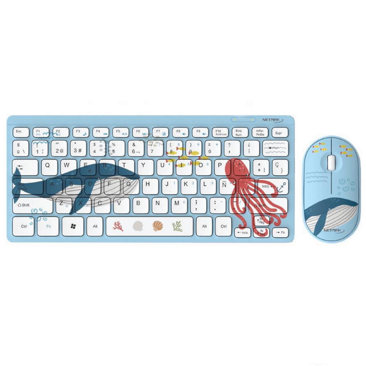 Kit Teclado Mouse Ultra Slim Kids NM-KB401-B Azul Netmak