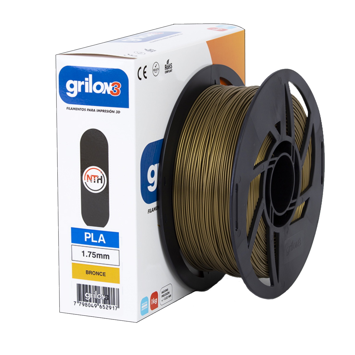 Filamento Pla Bronce 1.75mm 1Kg Grilon3