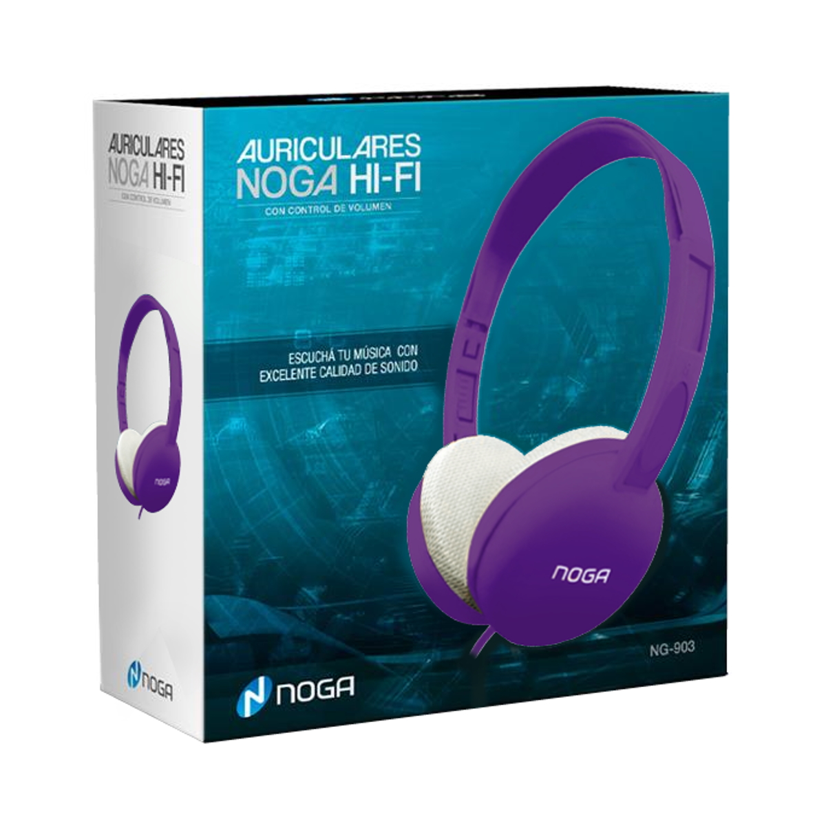 Auriculares Ultralivianos PC/MP3 NG903 Violeta Noga